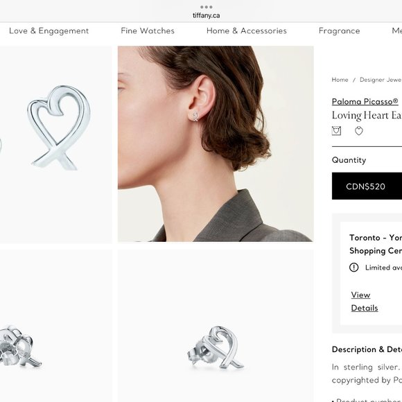 Tiffany & Co.  Paloma Picasso Sterling Silver Loving Heart Earrings - Picture 4 of 4